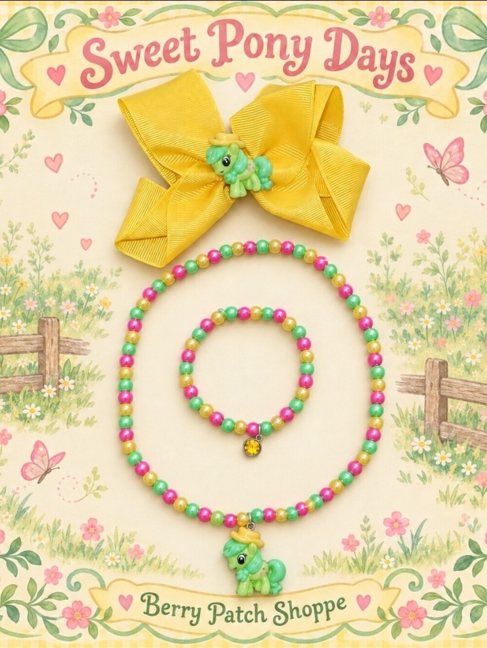 My Little Pony Girls Necklace Bracelet Bow Accessory Jewelry Set